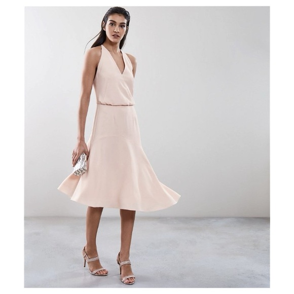 Reiss Pink Talin Strappy Back Midi Dress Size UK14/US10 NWT Flaw (Read) - Picture 4 of 14